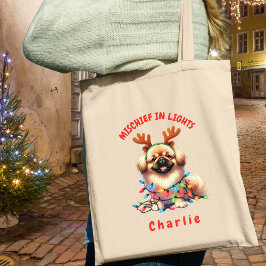 Bolsa Tote Cachorro de Pekingese, Cachorro de Natal, Cachorro