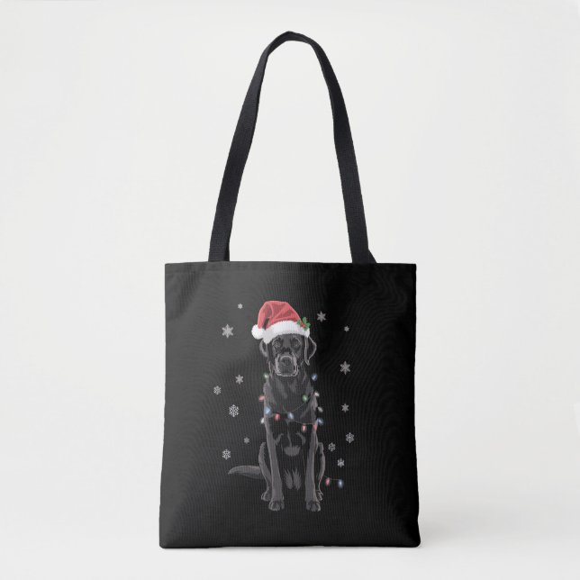 Bolsa Tote Cachorro de pijama com luz de árvore de Natal Labr (Frente)