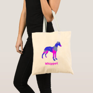 Bolsa Tote Cachorro de Whippet Silhouette Louco Rosa Quente