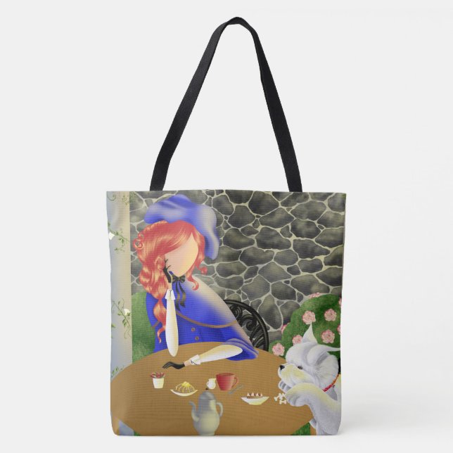 Bolsa Tote Cachorro e dama em café no Sunset (Frente)