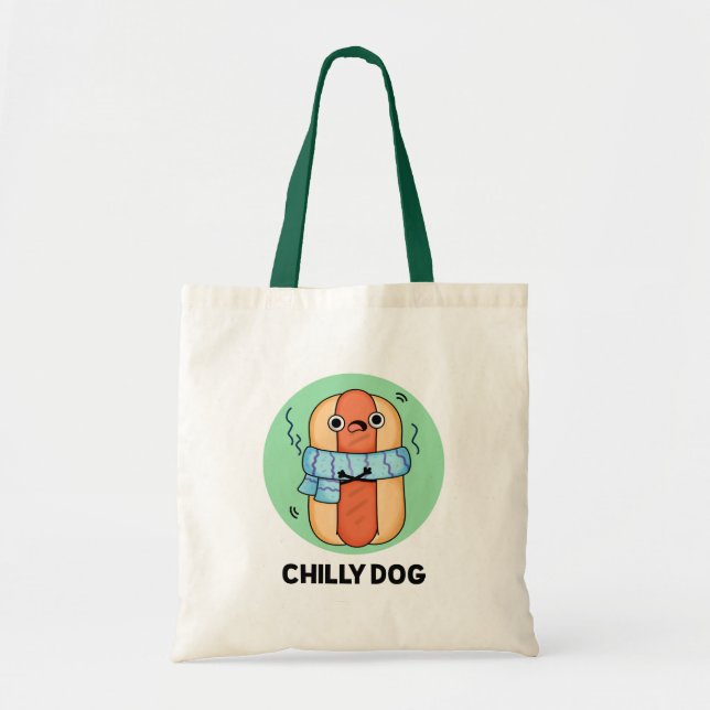 Bolsa Tote Cachorro Engraçado Chili Hot Dog Pun (Frente)