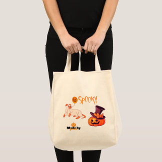 Bolsa Tote Cachorro Fantasma e Abóbora Design -