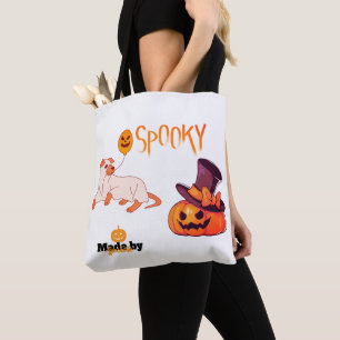 Bolsa Tote Cachorro Fantasma e Abóbora Design -