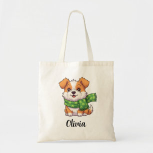 Bolsa Tote Cachorro Fofo com Cachecol de Trevo