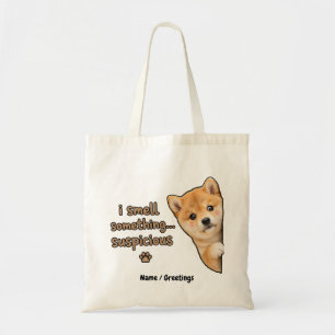 Bolsa Tote Cachorro Fofo da Raça Shiba Inu Citação de Cheiro 