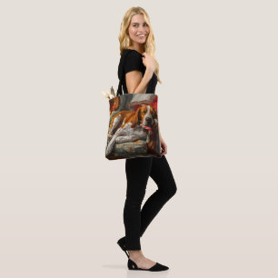 Bolsa Tote Cachorro Foxhound Americano de Natal Festivo