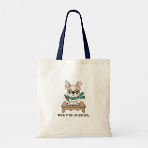 Bolsa Tote Cachorro Francês Bonito Escrevendo Romance Roupa S