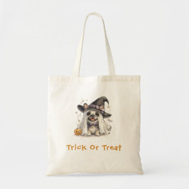 Bolsa Tote Cachorro francês bulldog Halloween Bruxa Tratament