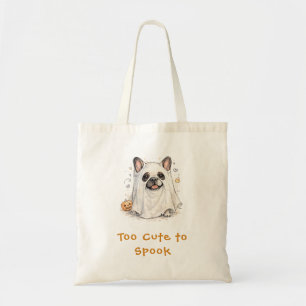 Bolsa Tote Cachorro francês fofo fantasma de Halloween Assust