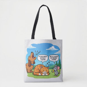 Bolsa Tote Cachorro, Gato e Rato Engraçado