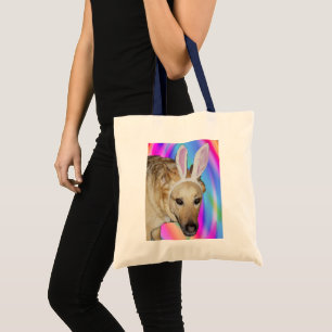 Bolsa Tote Cachorro German shepherd Engraçado e Ouvidos Coelh