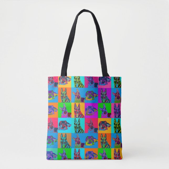 Bolsa Tote Cachorro german shepherd - Grade de Arte Pop (Frente)
