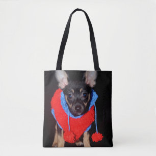 Bolsa Tote Cachorro giro no doce de lã vermelha