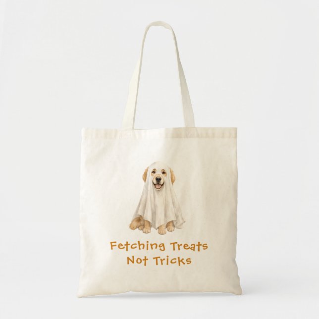 Bolsa Tote Cachorro Golden Retriever Fofo Fantasma de Hallowe (Frente)