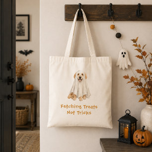 Bolsa Tote Cachorro Golden Retriever Fofo Fantasma de Hallowe