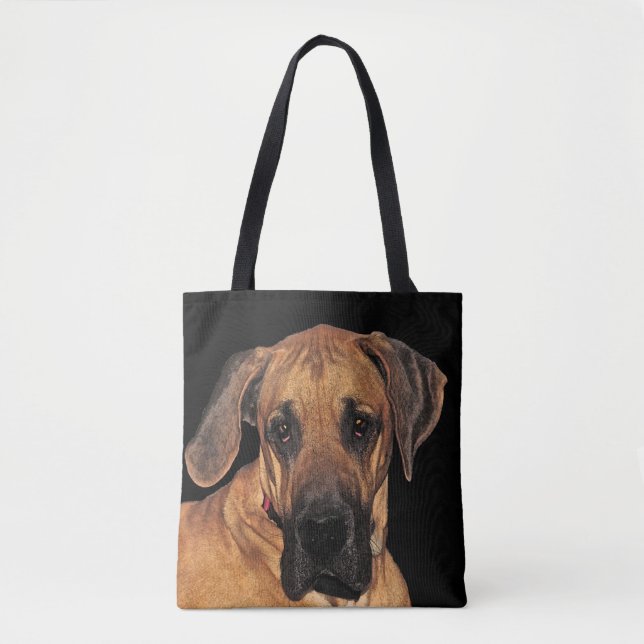 Bolsa Tote Cachorro Grande Castanho Cachorro Animal Toalha (Frente)