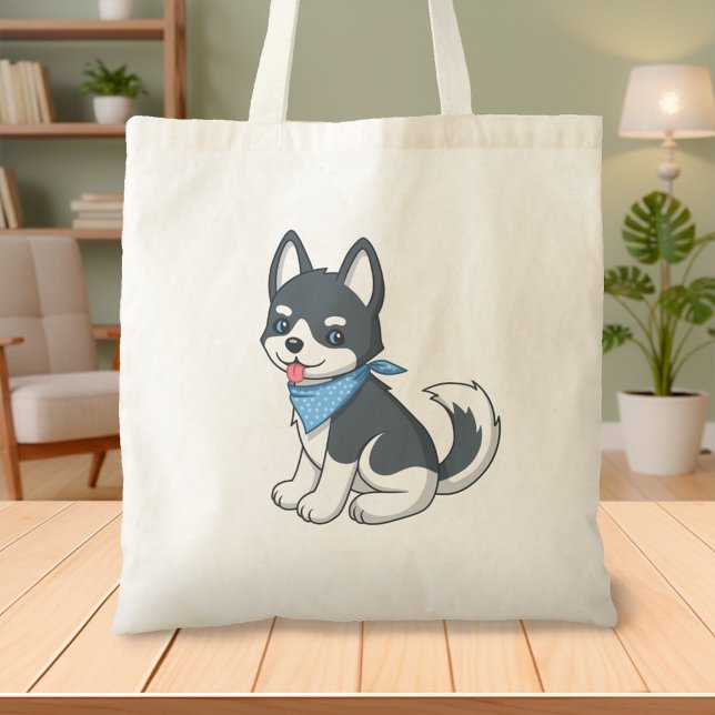 Bolsa Tote Cachorro Husky Cartoon Fofo (Criador carregado)