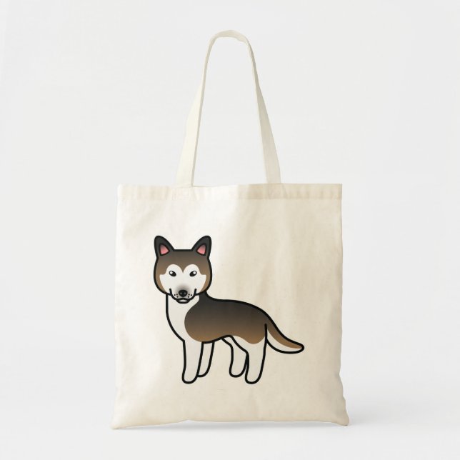 Bolsa Tote Cachorro Husky Siberiano Cartoon Sable (Frente)
