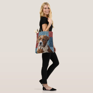 Bolsa Tote Cachorro Inclinado No Padrão De Patchwork