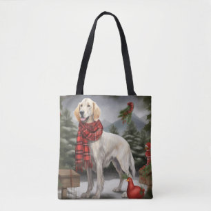 Bolsa Tote Cachorro Inglês no Natal da Neve
