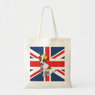 Bolsa Tote Cachorro Jack Russell fofo vestindo uma Coroa e Un