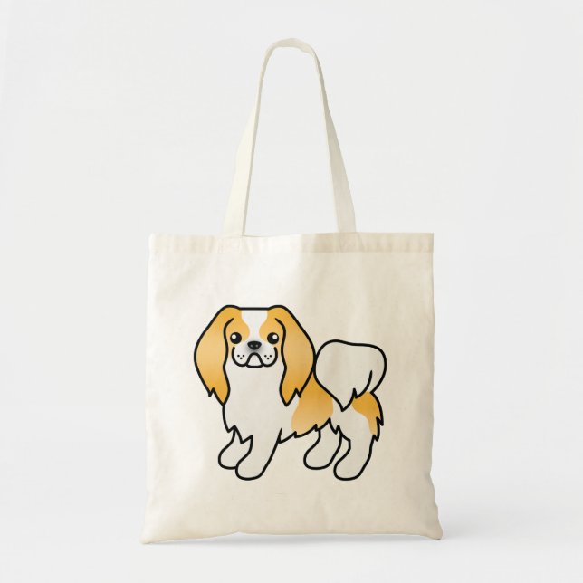 Bolsa Tote Cachorro Japonês Chin Branco E Limão Fofo Desenho  (Frente)