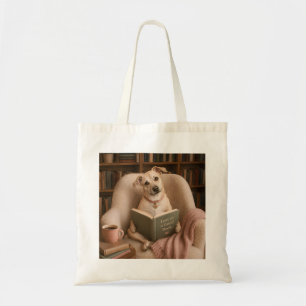 Bolsa Tote Cachorro Leitor Fofo Ilustração de Aquarela da Bib