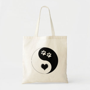 Bolsa Tote Cachorro Lover Yin Yang Heart and Paw Prints