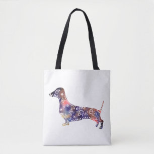 Bolsa Tote Cachorro Mandala, Saco De Tota De Dachshund All-Ov