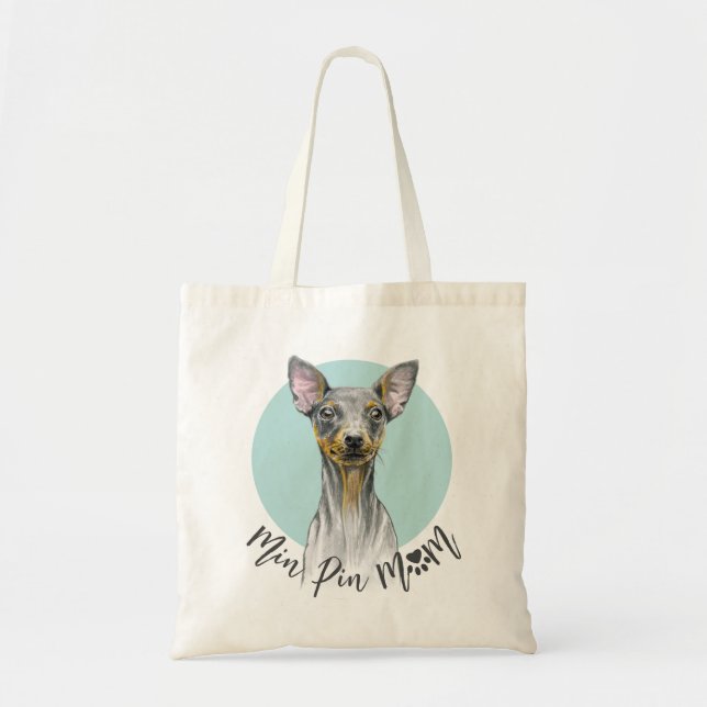 Bolsa Tote Cachorro Min Pin Mãe Miniatura Pinscher Puppy (Frente)