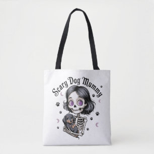 Bolsa Tote Cachorro Múmia Esqueleto Dachshund Assustador