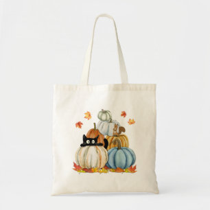 Bolsa Tote Cachorro Negro e Esquilo e Abóboras no Halloween
