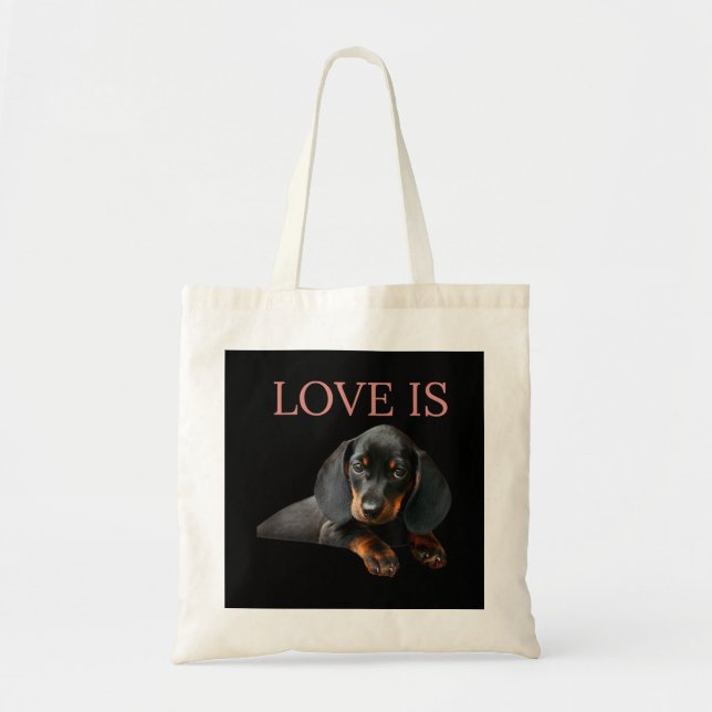 Bolsa Tote Cachorro Pai Homens Mulheres Crianças Dando Doxie (Frente)