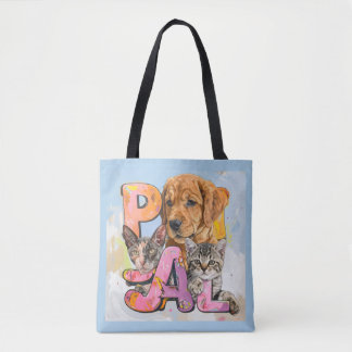 Bolsa Tote Cachorro Pal e Gatos Mais Nome Personalizado