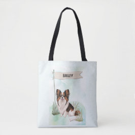 Bolsa Tote Cachorro Papillon Aquarela Personalizado