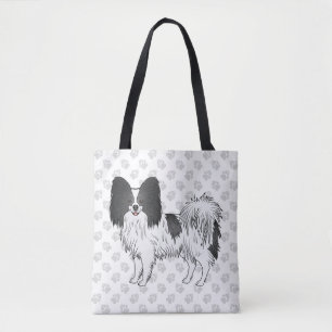 Bolsa Tote Cachorro Papillon Desenho Animado Preto E Branco C