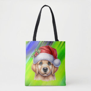 Bolsa Tote Cachorro para Retriever ouro com Estilo Papai Noel