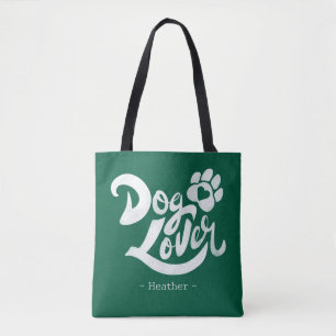 Bolsa Tote Cachorro Personalizado Amante da Cor Verde à Mão