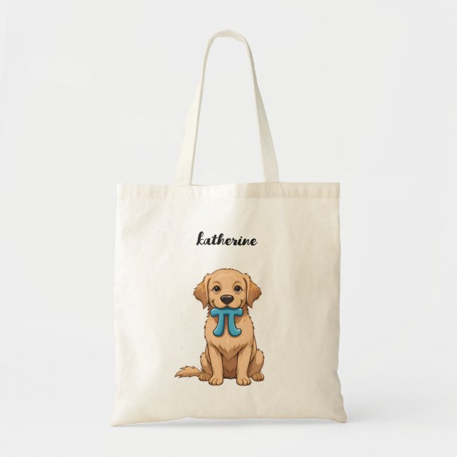 Bolsa Tote Cachorro Pi Day Personalizado Com Símbolo Pi | Fel (Frente)