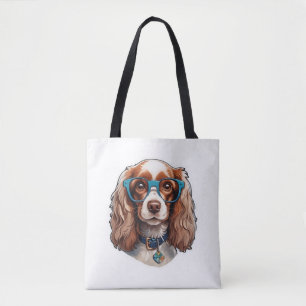 Bolsa Tote Cachorro Pooch Cute Engraçado Estudo de Óculos Eng