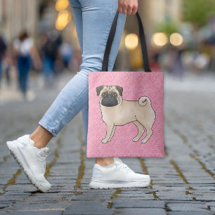 Bolsa Tote Cachorro Pug Corça Desenho Animado Pano de Limpeza
