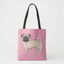 Bolsa Tote Cachorro Pug Corça Desenho Animado Pano de Limpeza