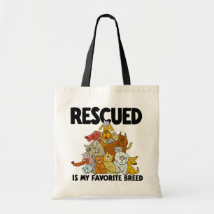 Bolsa Tote Cachorro Resgatado e Gato é Minha Raça Favorita