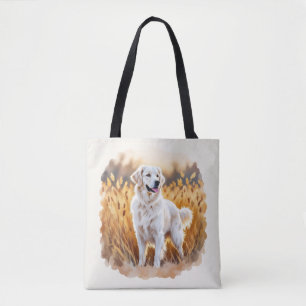 Bolsa Tote Cachorro Retriever Dourado Branco