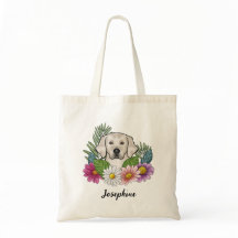 Cachorro Retriever Dourado Creme Flores Coloridas 
