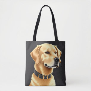 Bolsa Tote Cachorro Retriever Dourado Usando uma Coleira de C