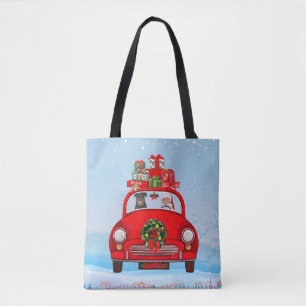Bolsa Tote Cachorro Rottweiler No Carro Com Papai Noel