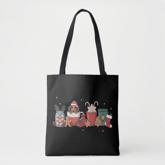 Bolsa Tote Cachorro-salsicha Natal Café Natal Padeiro Biscoit (Frente)