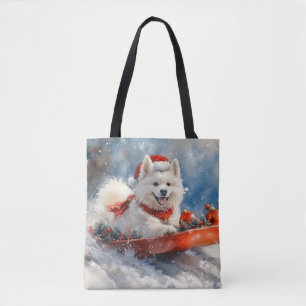 Bolsa Tote Cachorro Samojado, deixe nevar o Natal