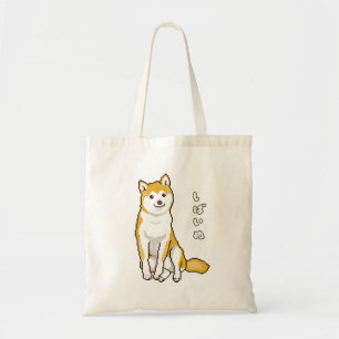 Bolsa Tote Cachorro Shiba Inu Sentado com Pixelart Inclinado 